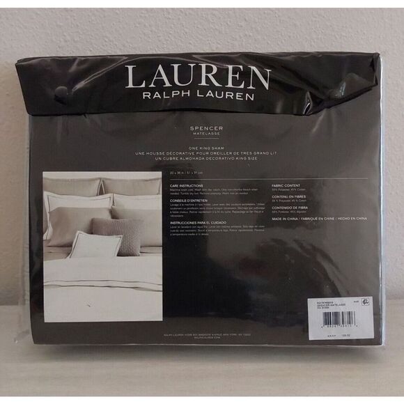 Ralph Lauren SPENCER METALASSE Cotton Blend SAGE King Pillow Sham 20"x 36" $135 - Picture 5 of 11